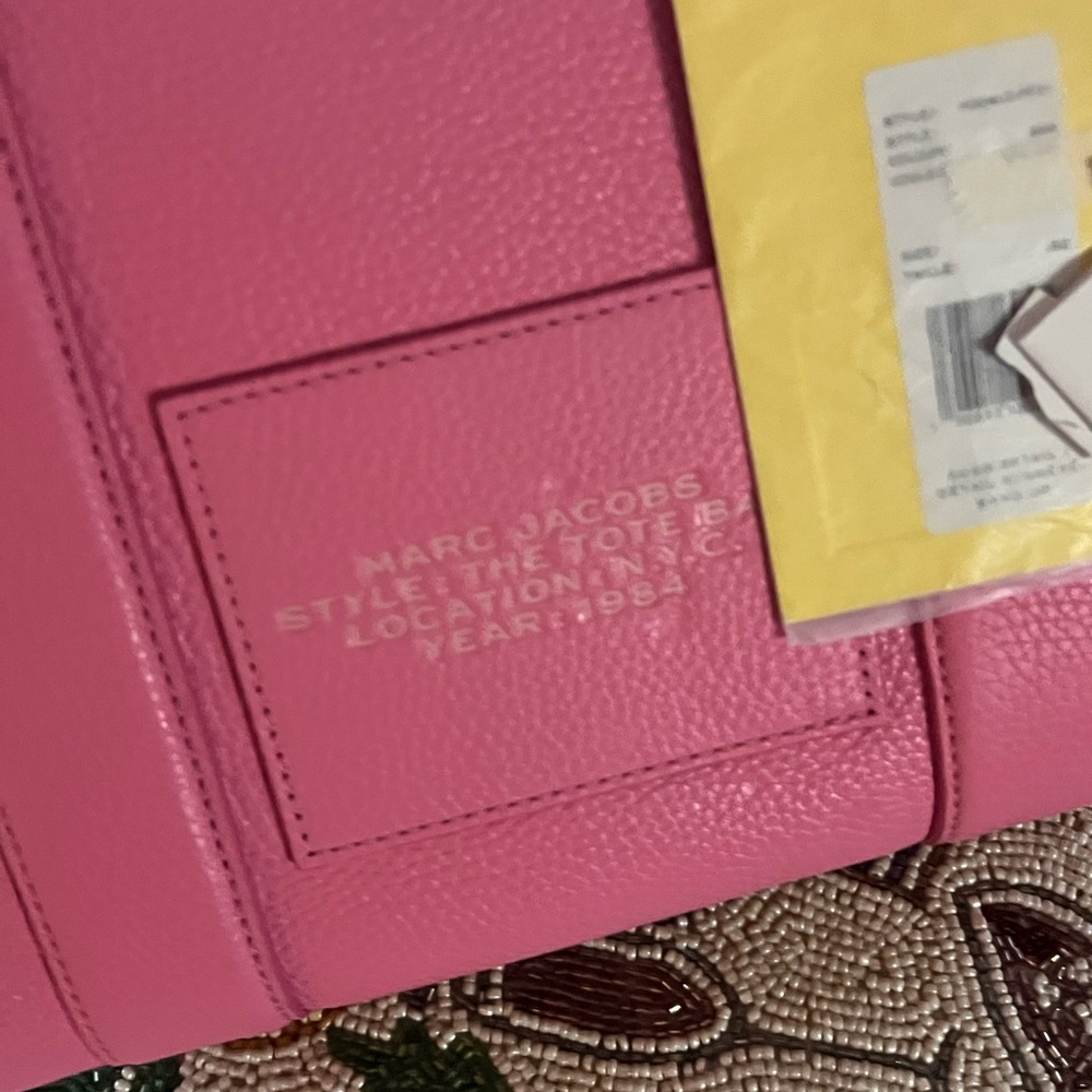 SMALL Marc Jacobs Petite Pink Tote Bag with Textured Leather & Detach Strap - Picture 11 of 13